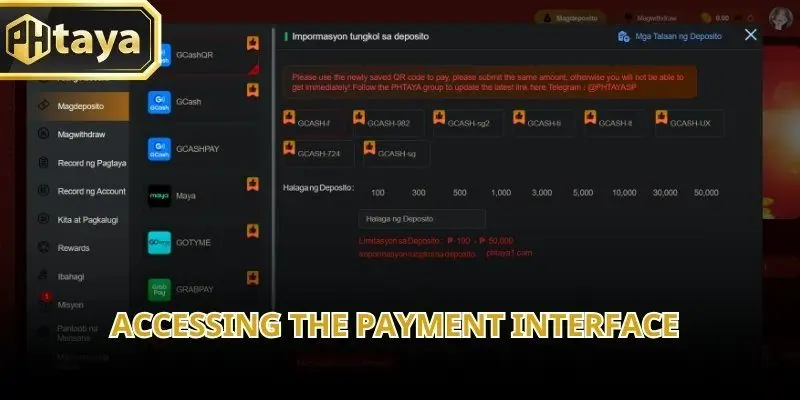 Users should begin by navigating to the account payment section