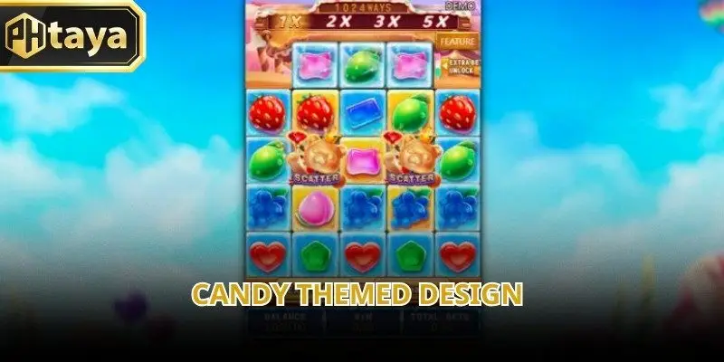 Sugar Bang Bang uses a vibrant candy-inspired visual style immediately