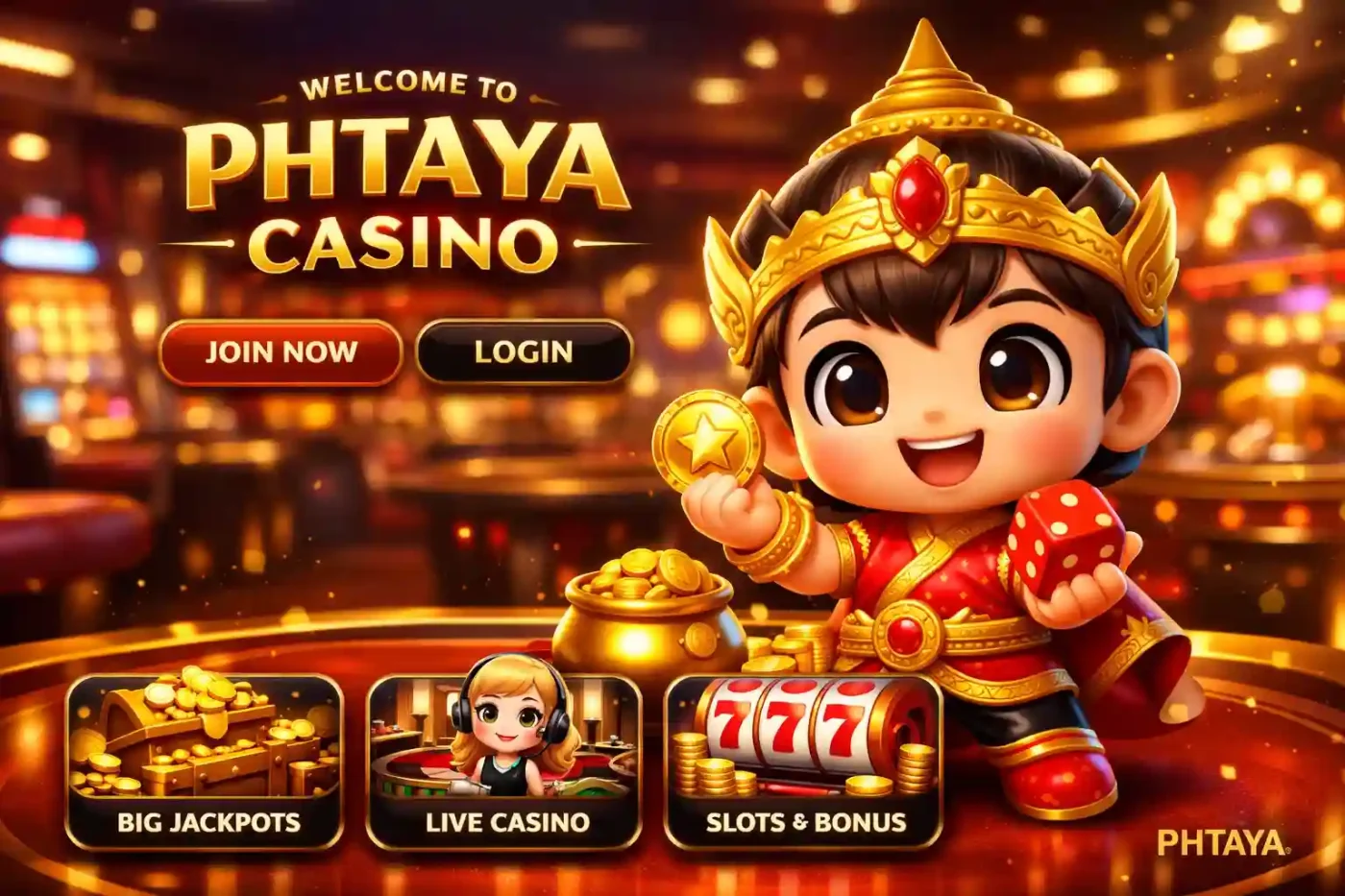 PHTAYA casino online official platform with jackpots, live casino and slot bonus
